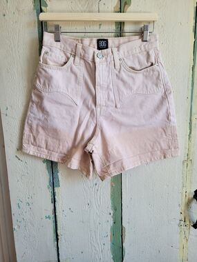 BDG Light Dusty Pink Two-toned Mom High-Rise Denim Shorts